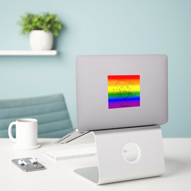 Krebs Zodiac LGBTQ Pride Rainbow Astrologie Design Aufkleber (Laptop auf Schreibtisch)