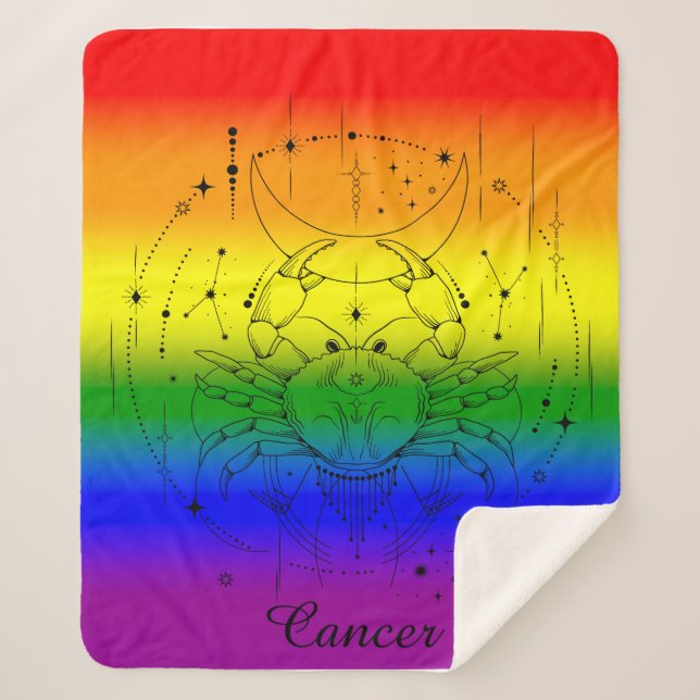 Krebs Zodiac LGBTQ Pride Rainbow Astrologie Design Sherpadecke (Vorderseite)