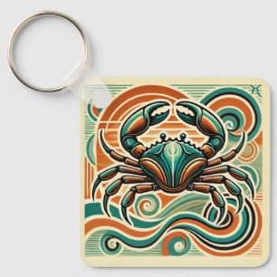 Krebs Zodiac Schlüsselanhänger Retro Design