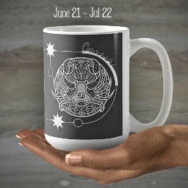Krebs Zodiac Sign Astrologie Mandala Grau Weiß Kaffeetasse
