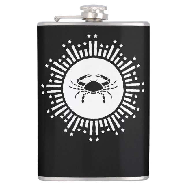 Krebs Zodiac Sign Crab Cosmic Sternexplosion Desig Flachmann (Vorderseite)