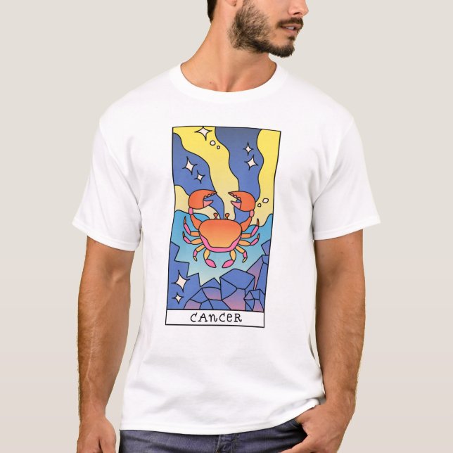 Krebs Zodiac Signieren Abstrakte Kunst Vintag T-Shirt (Vorderseite)