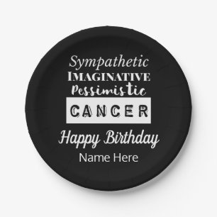 Krebs Zodiac Spaß Eigenschaften Geburtstag Pappteller