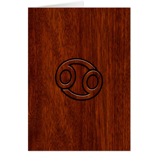 Krebs Zodiac Symbol auf Mahogany-Holzstil (Vorne)