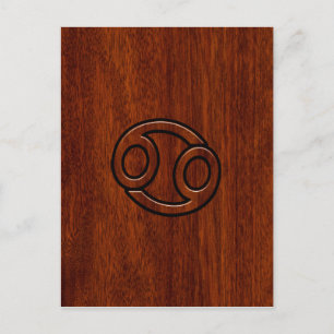 Krebs Zodiac Symbol auf Mahogany-Holzstil Postkarte