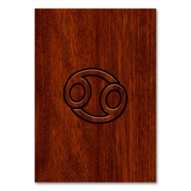 Krebs Zodiac Symbol auf Mahogany-Holzstil Tischnummer (Vorderseite)