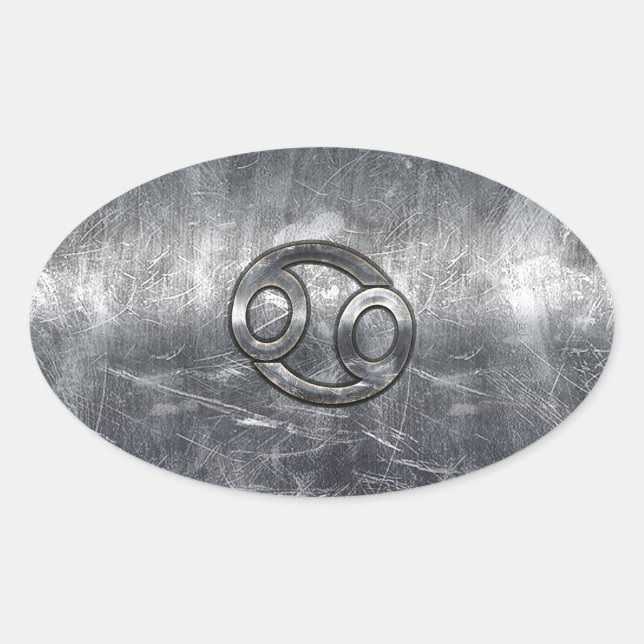 Krebs-Zodiac-Symbol im Industriestil Ovaler Aufkleber (Vorderseite)