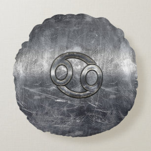 Krebs-Zodiac-Symbol im Industriestil Rundes Kissen