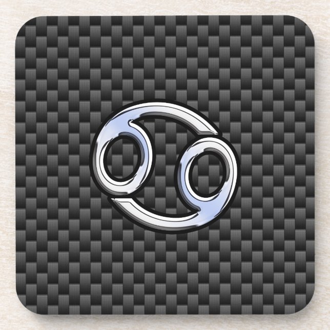 Krebs Zodiac Symbol Kohlefaser Druck Getränkeuntersetzer (Vorderseite)