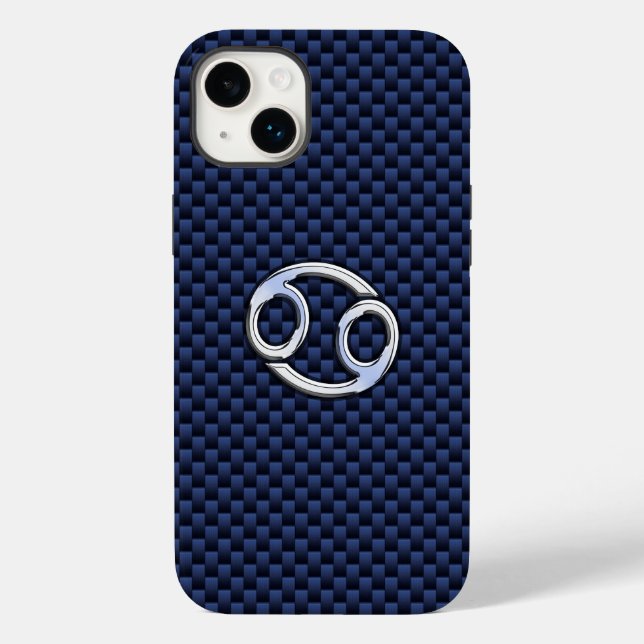 Krebs Zodiac Symbol Navy Blue Carbon Fibre Case-Mate iPhone Hülle (Rückseite)