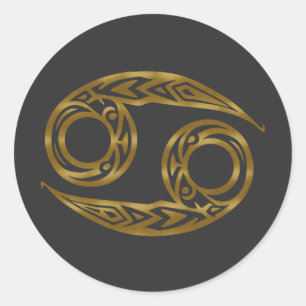 Krebs Zodiac - Tribal Gold Runder Aufkleber