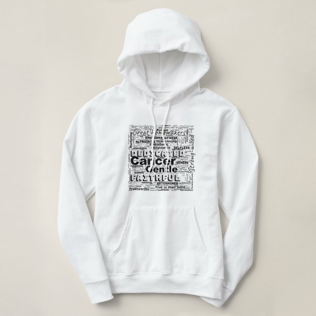 Krebs Zodiac Word Cloud Inspiration Hoodie (Design vorne)