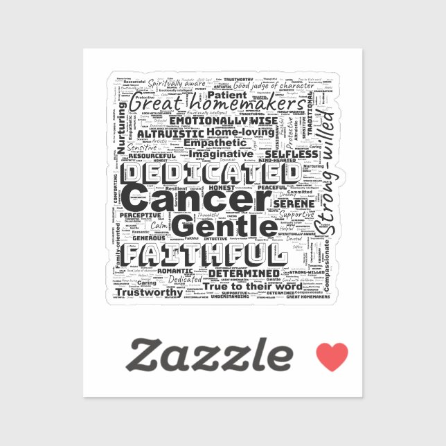 Krebs Zodiac Word Cloud Inspiration Viynl Sticker (Blatt)