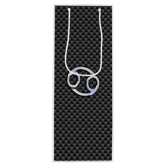 Krebs Zodiac-Zeichen auf Holzkohlefaser Print Geschenktüte Für Weinflaschen (Vorderseite)