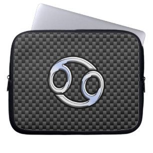 Krebs Zodiac-Zeichen auf Holzkohlefaser Print Laptopschutzhülle