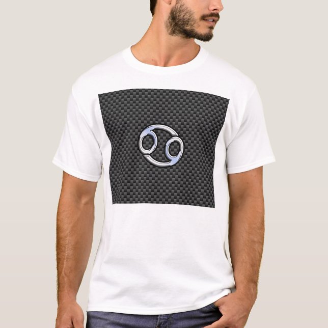 Krebs Zodiac-Zeichen auf Holzkohlefaser Print T-Shirt (Vorderseite)