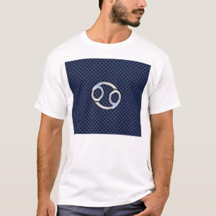 Krebs Zodiac-Zeichen auf Navy Blue Carbon Fibre Pr T-Shirt