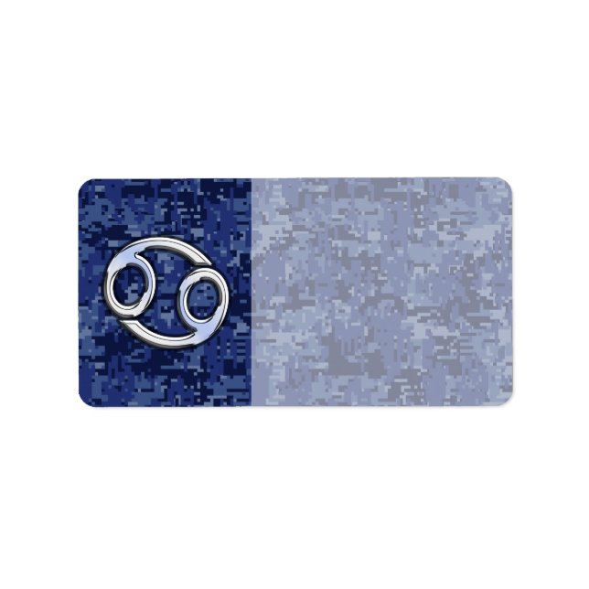 Krebs Zodiac-Zeichen auf Navy Blue Digital-Camoufl Adressaufkleber (Vorne)