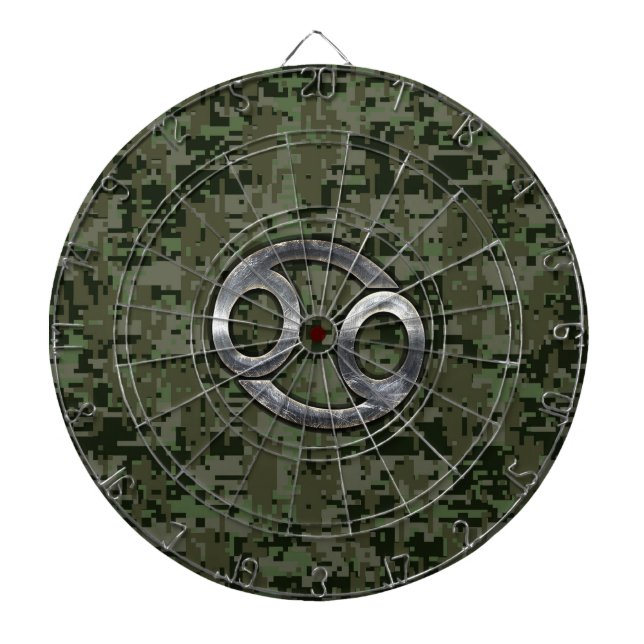 Krebs-Zodiac-Zeichen auf Olive Green Digital-Camou Dartscheibe (vorne)