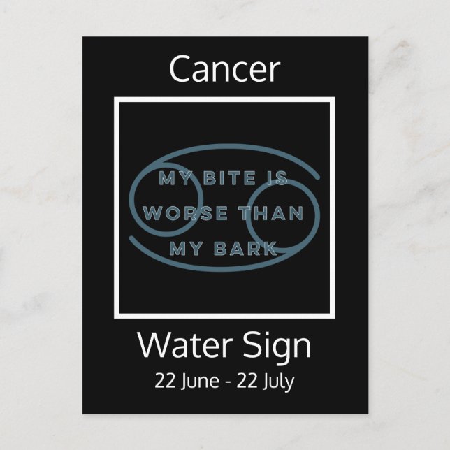 Krebs-Zodiac-Zeichen-Spaß-Zitat in Blau und Weiß Postkarte (Vorderseite)