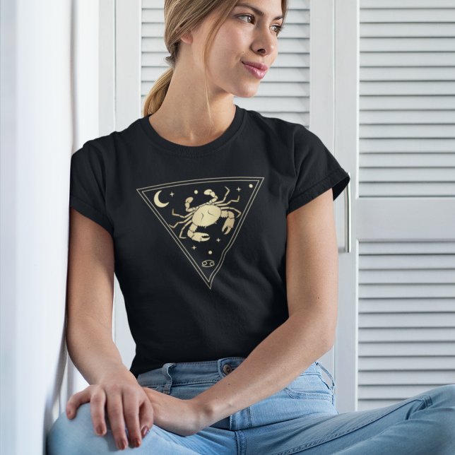 Krebs Zodiac-Zeichen-Wasser-Element in Gold T-Shirt (Von Creator hochgeladen)