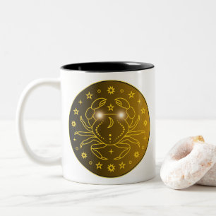 Krebs-Zodiak-Emblem   Minimales Himmelssymbol Zweifarbige Tasse