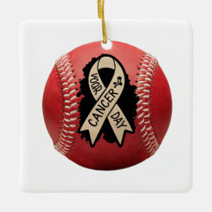 Krebsbewusstsein Baseball Keramikornament