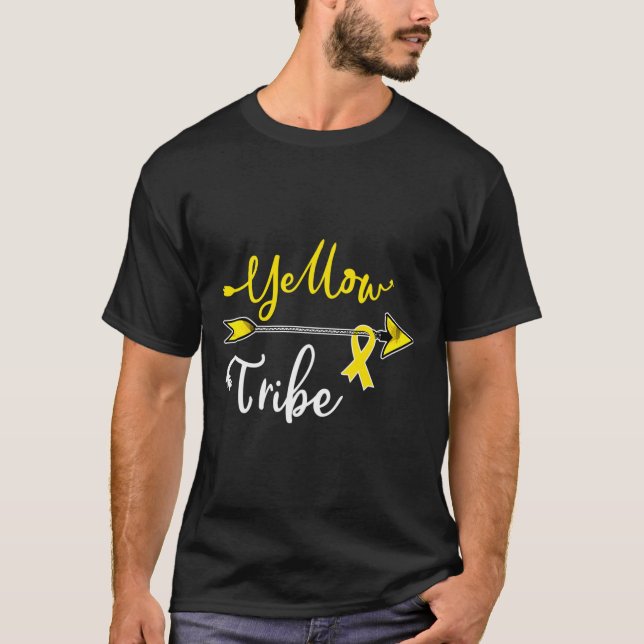 Krebsbewusstsein bei Kindern Gelbe Schleife Sarcom T-Shirt (Vorderseite)