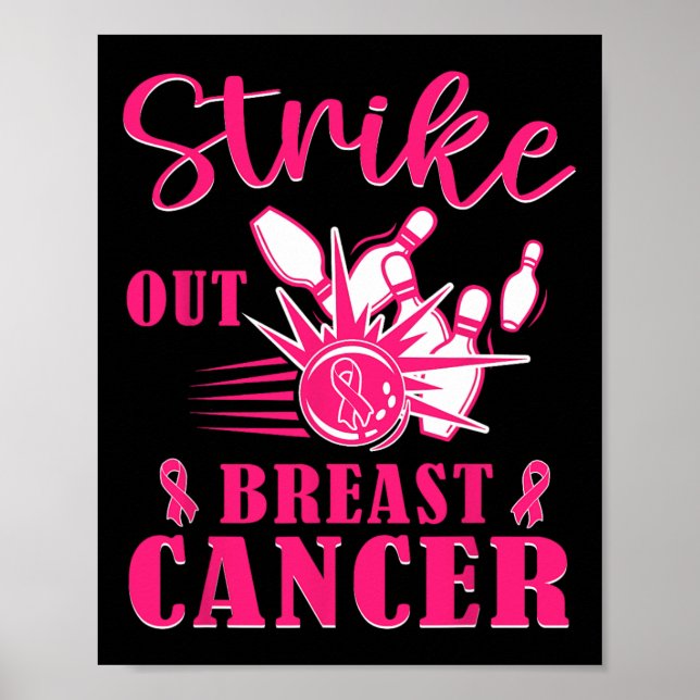 Krebsbewusstsein - Bowling bricht rosa Schleife au Poster (Vorne)