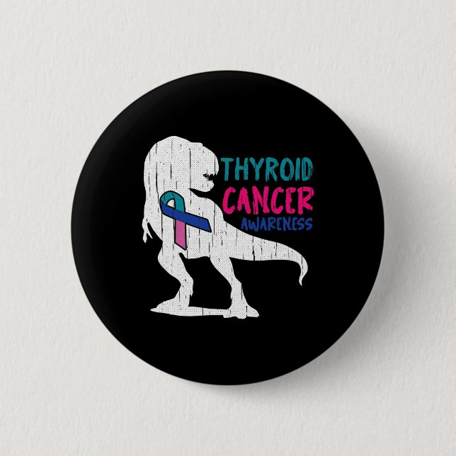 Krebsbewusstsein Cool T-rex Krieger Überlebenskamp Button (Vorderseite)