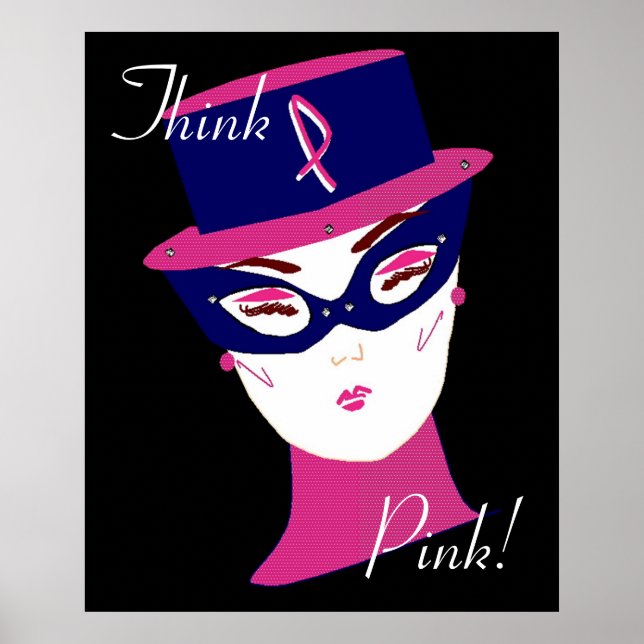 Krebsbewusstsein denkt an rosa Band II Poster (Vorne)