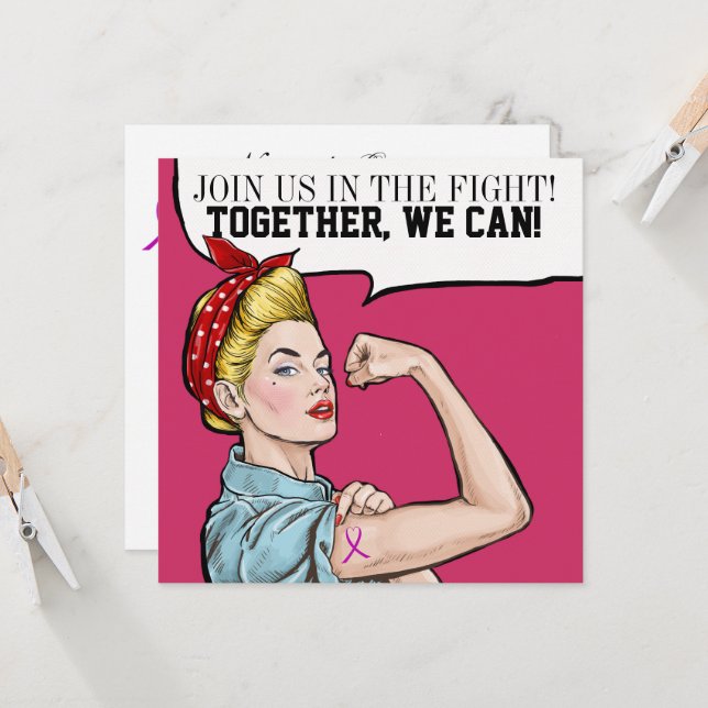 Krebsbewusstsein - Einladung zu rosa Ribbon (Vorderseite/Rückseite Beispiel)