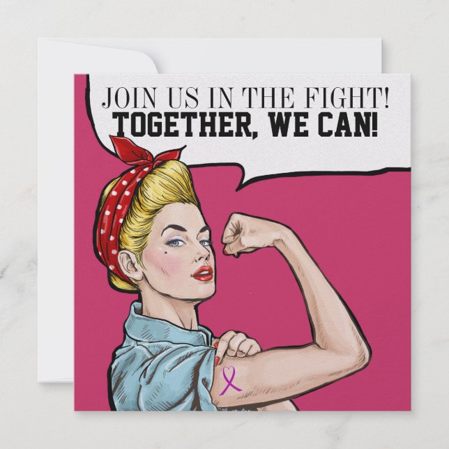 Krebsbewusstsein - Einladung zu rosa Ribbon (Vorderseite)