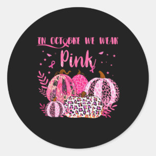 Krebsbewusstsein im Oktober trage ich rosa Hallowe Runder Aufkleber