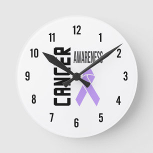 Krebsbewusstsein Lavendel-Uhr Runde Wanduhr
