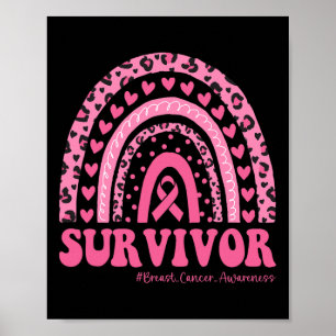 Krebsbewusstsein Pink Rainbow Breast Cancer Surviv Poster