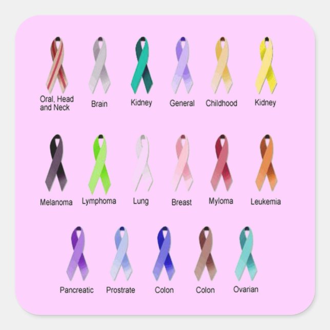 KREBSBEWUSSTSEIN QUADRATISCHER AUFKLEBER (Vorderseite)