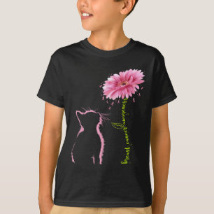 Krebsbewusstsein Rosa Band Daisy Blume Cat Liebe T-Shirt