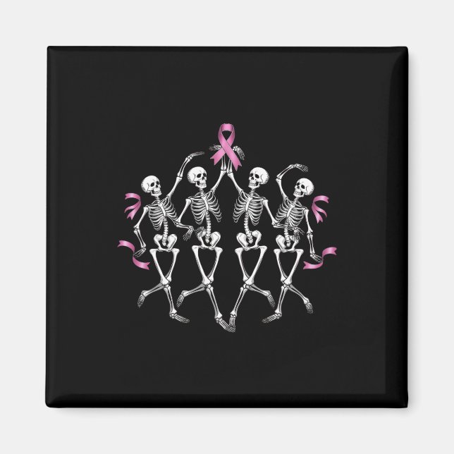 Krebsbewusstsein Skelett tanzen rosa Multifunktion Magnet (Vorne)