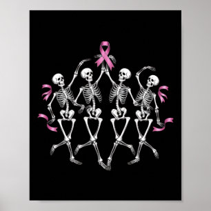Krebsbewusstsein Skelett tanzen rosa Multifunktion Poster