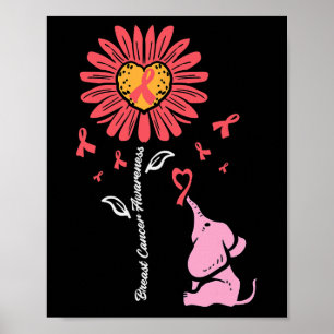 Krebsbewusstsein Sonnenblumen Elefant Girl Kinder Poster