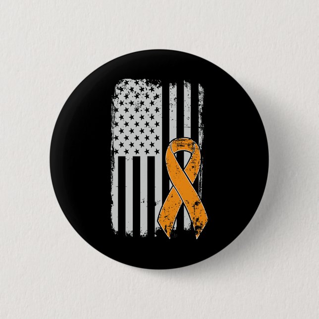 Krebsbewusstsein - Vintage US-amerikanische Flagge Button (Vorderseite)