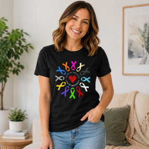 Krebsbewusstseins-Schleifenfarben Herz Liebe Hoffn T-Shirt