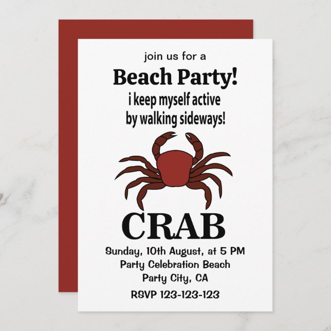 Krebse Ich Behielt mich aktiv, indem ich auf der S Einladung (Vorne/Hinten)