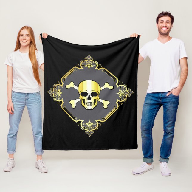 Krebse/Piratenflagge/Pirate/Gold/Fleece Fleecedecke (Beispiel)