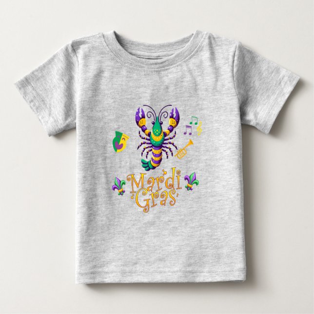 Krebse/Trompete/Maske/Lilie Mardi Gras Baby T-shirt (Vorderseite)