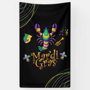Krebse/Trompete/Maske/Lilie Mardi Gras Banner