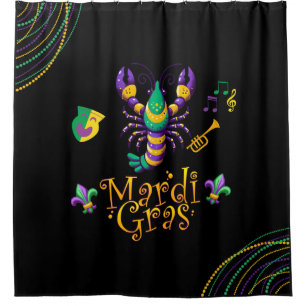Krebse/Trompete/Maske/Lilie Mardi Gras Duschvorhang