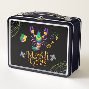 Krebse/Trompete/Maske/Lilie Mardi Gras Metall Brotdose