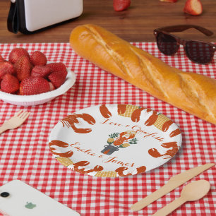 Krebsekochen Verlobungsfeier - Liebe & Krebse Pappteller
